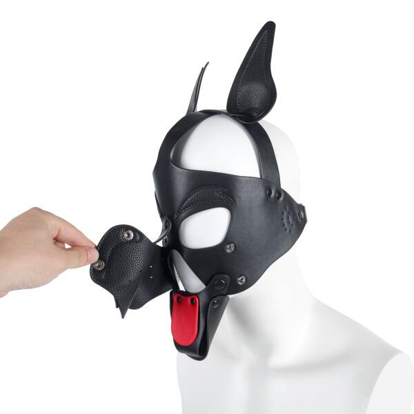 Banoch Masker Doggy pointy zwart imitatie leer Bondage Puppy Play (9)