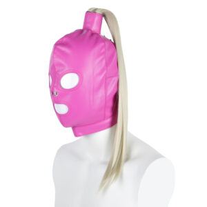 Banoch Masker Pony Tail roze imitatie leer Bondage (1)