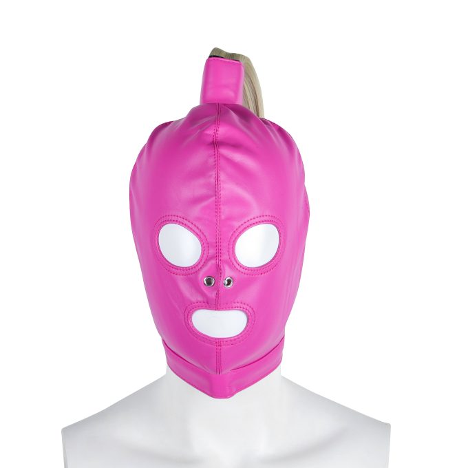 Banoch Masker Pony Tail roze imitatie leer Bondage (2)