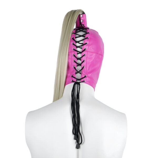 Banoch Masker Pony Tail roze imitatie leer Bondage (6) Banoch Masker Pony Tail roze imitatie leer Bondage (6)