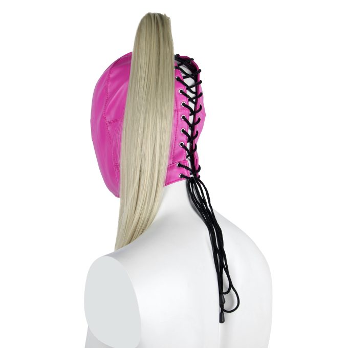 Banoch Masker Pony Tail roze imitatie leer Bondage (7)