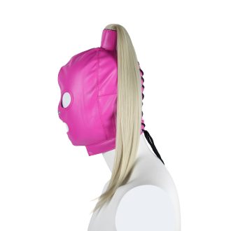Banoch Masker Pony Tail roze imitatie leer Bondage (8)