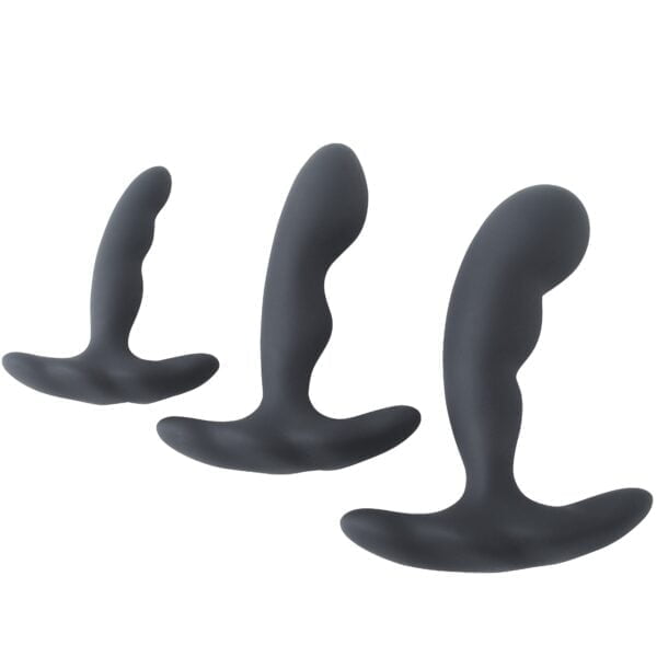 Banoch Buttplug set gebogen zwart siliconen (1)