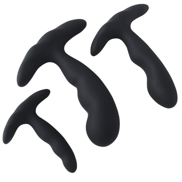 Banoch Buttplug set gebogen zwart siliconen (2)