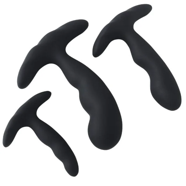 Banoch Buttplug set gebogen zwart siliconen (2)