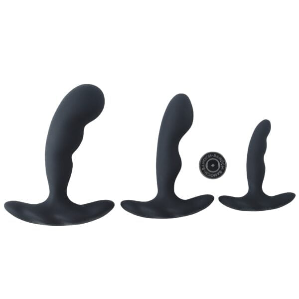 Banoch Buttplug set gebogen zwart siliconen (3)