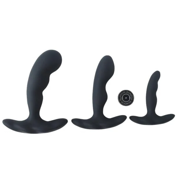 Banoch Buttplug set gebogen zwart siliconen (3)