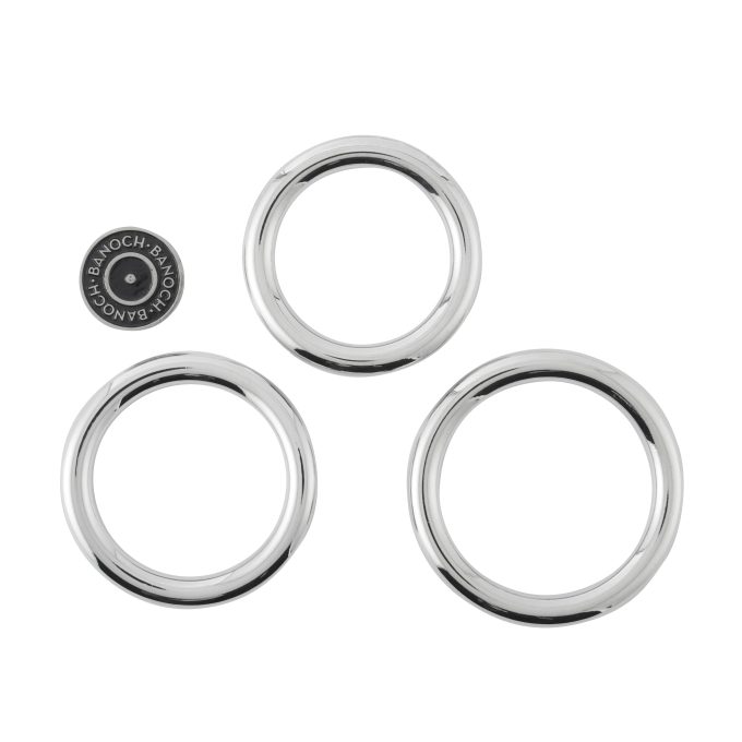 Banoch Cockring licht gebogen metaal 8 mm dik metaal 3 maten met banch pin