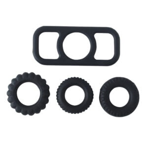 Banoch Cockring set van zwart siliconen 4 delig (2)