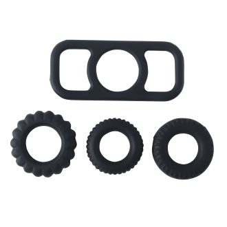 Banoch Cockring set van zwart siliconen 4 delig (2)