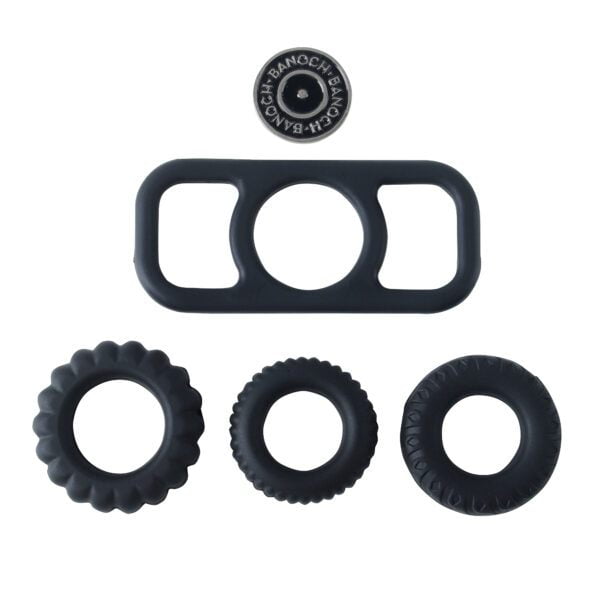 Banoch Cockring set van zwart siliconen 4 delig (3)