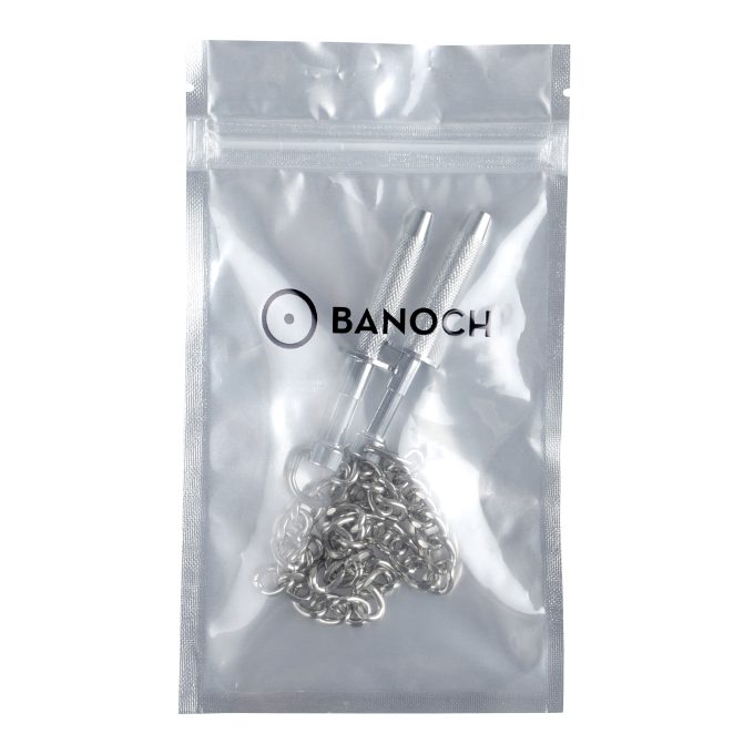 Banoch Grijper tepelklem metaal met ketting in verpakking