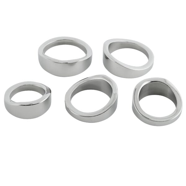 Banoch glansring oval eikelring Metaal cockring 5 diameters zijkant