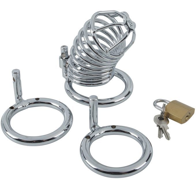 Banoch Cockcage Zilver metaal Chastity Cage met 3 ringen 40 mm, 45 mm & 50 mm (3) Banoch Cockcage Zilver metaal Chastity Cage met 3 ringen 40 mm, 45 mm & 50 mm (3)