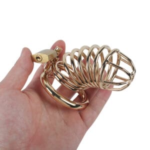 Banoch Cockcage Goud metaal Chastity Cage met 3 ringen 40 mm, 45 mm & 50 mm (11)