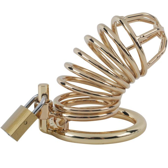 Banoch Cockcage Goud metaal Chastity Cage met 3 ringen 40 mm, 45 mm & 50 mm (3) Banoch Cockcage Goud metaal Chastity Cage met 3 ringen 40 mm, 45 mm & 50 mm (3)