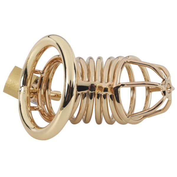 Banoch Cockcage Goud metaal Chastity Cage met 3 ringen 40 mm, 45 mm & 50 mm (7)