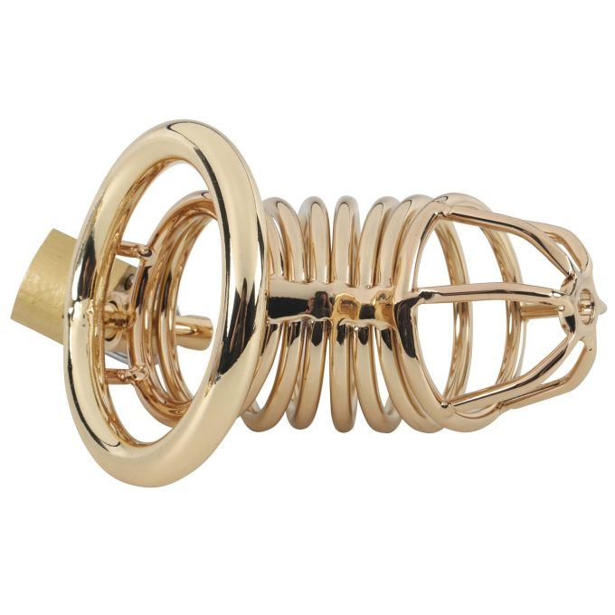 Banoch Cockcage Goud metaal Chastity Cage met 3 ringen 40 mm, 45 mm & 50 mm (7) Banoch Cockcage Goud metaal Chastity Cage met 3 ringen 40 mm, 45 mm & 50 mm (7)
