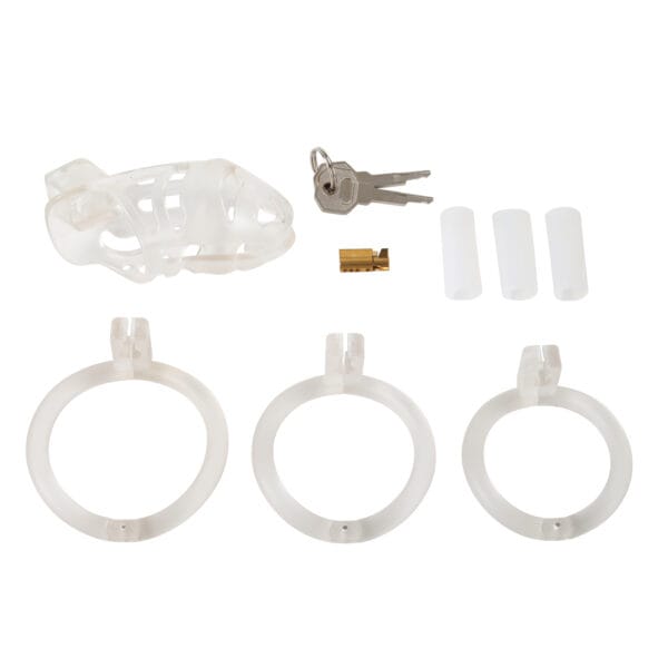 Banoch Cockcage resin wit 3 scharnierende ringen 45 mm, 50 mm & 55 mm (1) Banoch Cockcage resin wit 3 scharnierende ringen 45 mm, 50 mm & 55 mm (1)