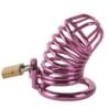 Banoch Cockcage roze metaal Chastity Cage met 3 ringen 40 mm, 45 mm & 50 mm (3)
