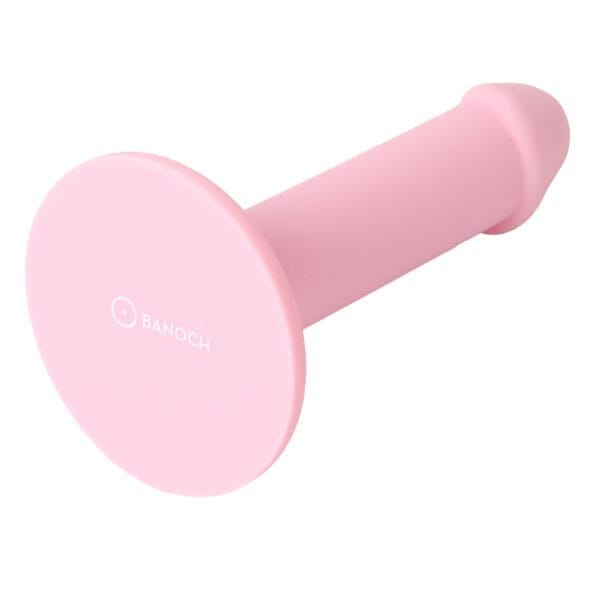 Banoch Dildo recht met eikel glad siliconen met zuignap roze (5)