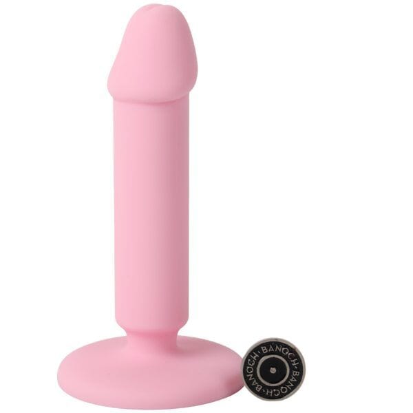 Banoch Dildo recht met eikel glad siliconen met zuignap roze (8)