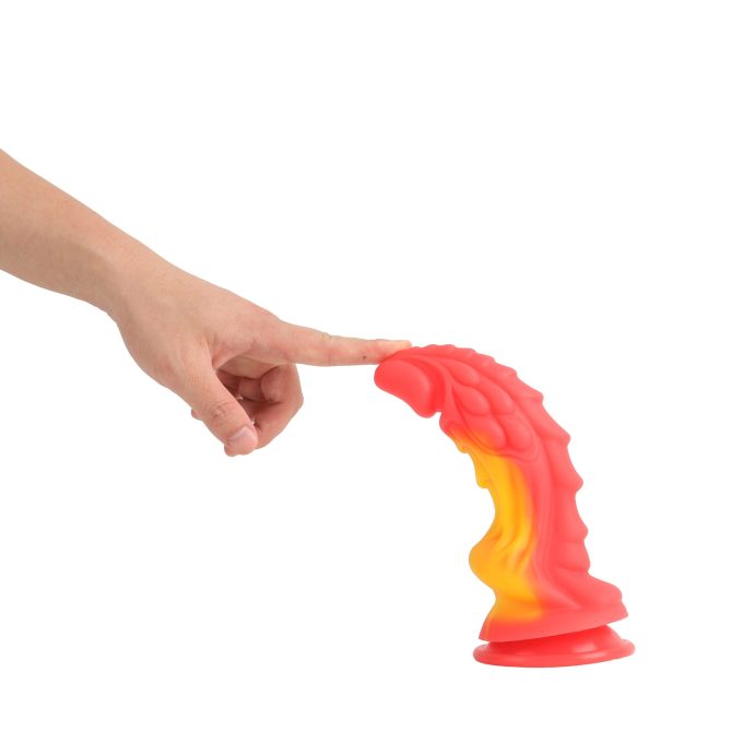 Banoch Dildo fantasy Dragon rood oranje siliconen met zuignap (11)