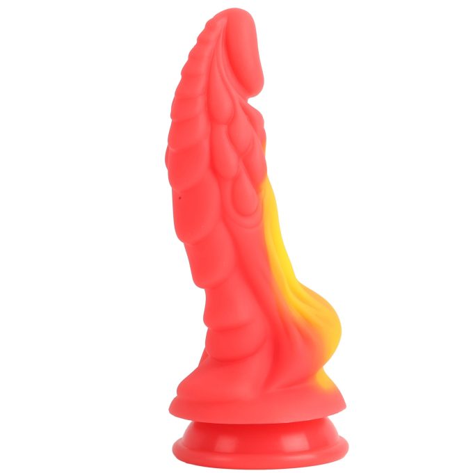 Banoch Dildo fantasy Dragon rood oranje siliconen met zuignap (4)