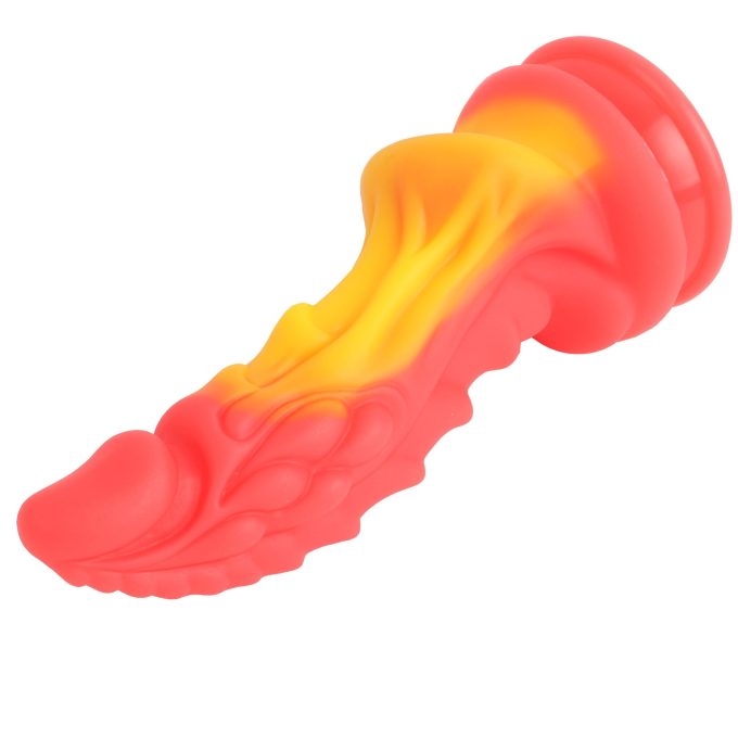 Banoch Dildo fantasy Dragon rood oranje siliconen met zuignap (7)