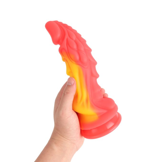 Banoch Dildo fantasy Dragon rood oranje siliconen met zuignap (9)
