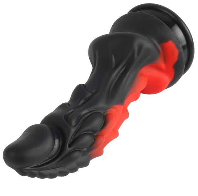 Banoch Dildo fantasy Dragon rood zwart siliconen met zuignap (10)