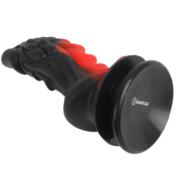 Banoch Dildo fantasy Dragon rood zwart siliconen met zuignap (12)