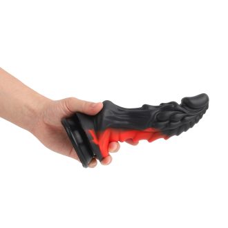 Banoch Dildo fantasy Dragon rood zwart siliconen met zuignap (2)