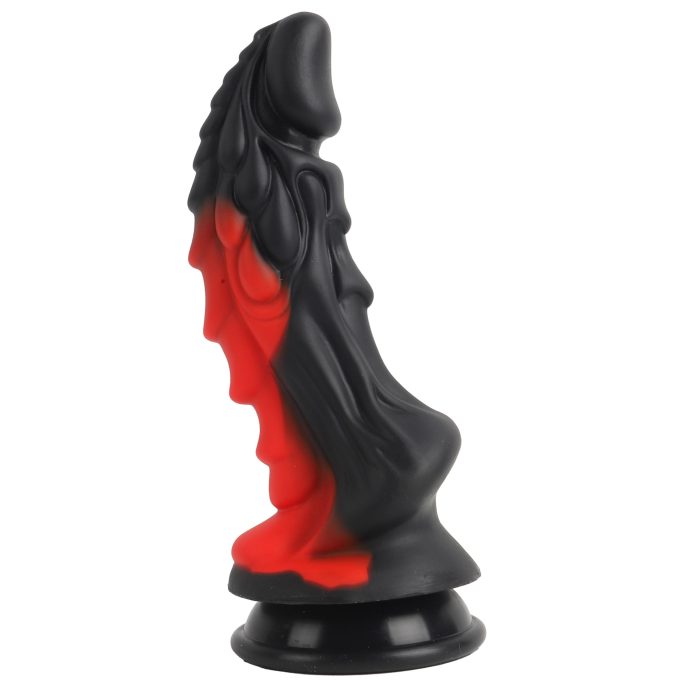 Banoch Dildo fantasy Dragon rood zwart siliconen met zuignap (4)