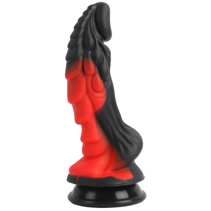 Banoch Dildo fantasy Dragon rood zwart siliconen met zuignap (5)
