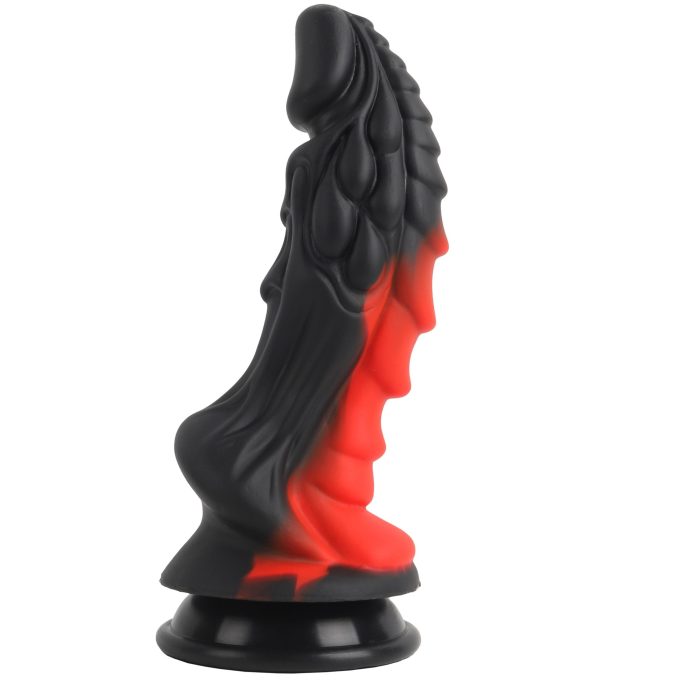 Banoch Dildo fantasy Dragon rood zwart siliconen met zuignap (7)